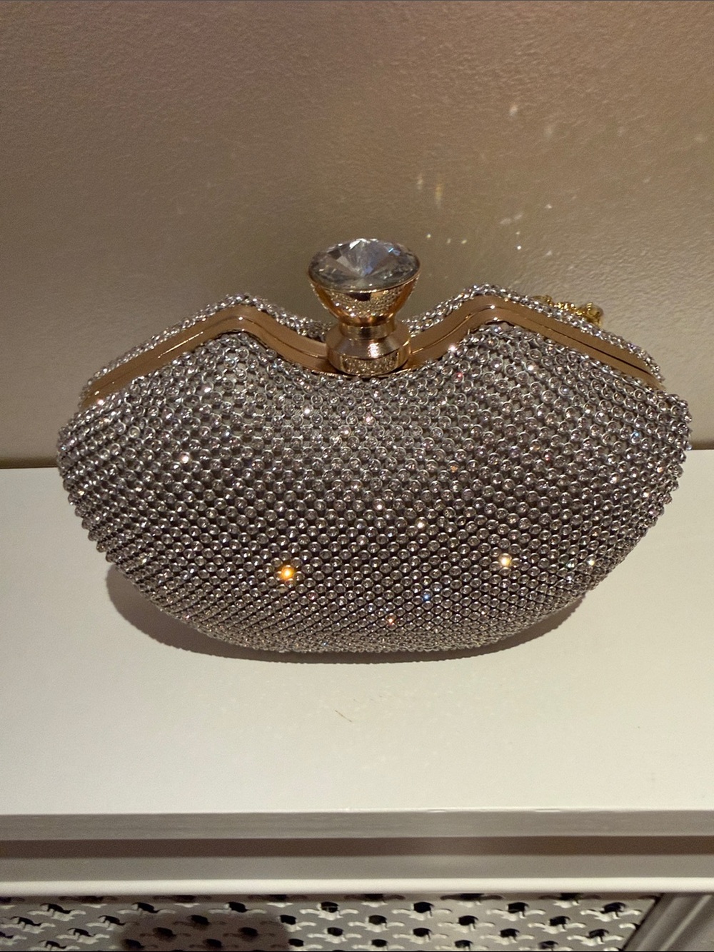 Crystal-Embellished Silver Evening Clutch - Picture 2 of 3